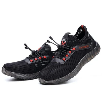 

men leisure big size breathable steel toe covers work safety shoes building worker shoe indestructible security boots summer man