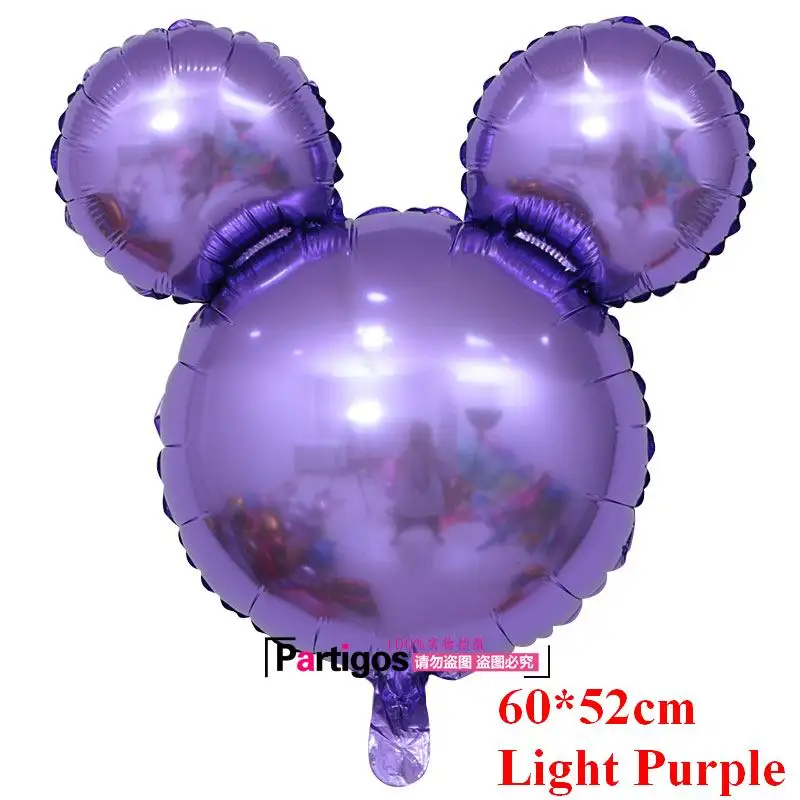 5 шт./лот 60*52 см Микки Маус воздушный шар голова фольги шары на день рождения украшения гелиевые шары дети игрушечный детский душ принадлежности - Цвет: light purple