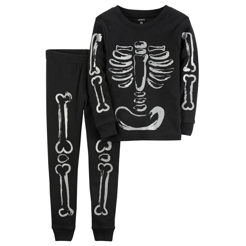 2PCS Set Newborn Toddler Kids Baby Boy Girls Clothes Set Skull Outfits Clothes Long Sleeve T-shirt Tops+Pants 2pcs Clothing DS20