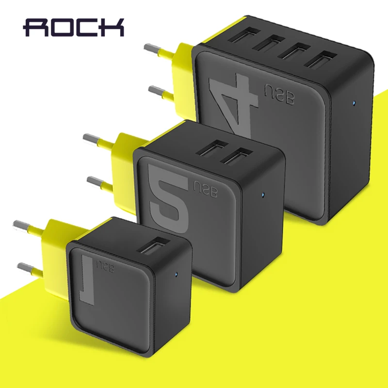 

ROCK 4 USB Mobile Phone Charger 5V1A 5V2.4A 5V4A Universal Travel Phone USB Charger 1 2 4 USB Wall Charger for iPhone Adapter