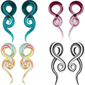 

One Pair Pyrex Glass Ear Spiral Taper Gauge Ear Plug Stretching Expander Piercing Glass Gauge Body Jewelry Piercing