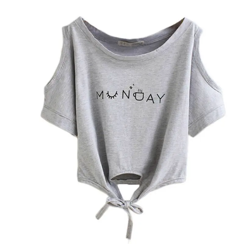 Lunir Woman Casual T-Shirt Solid Color Off Shoulder Design Short Sleeve Top Knits /& Tees