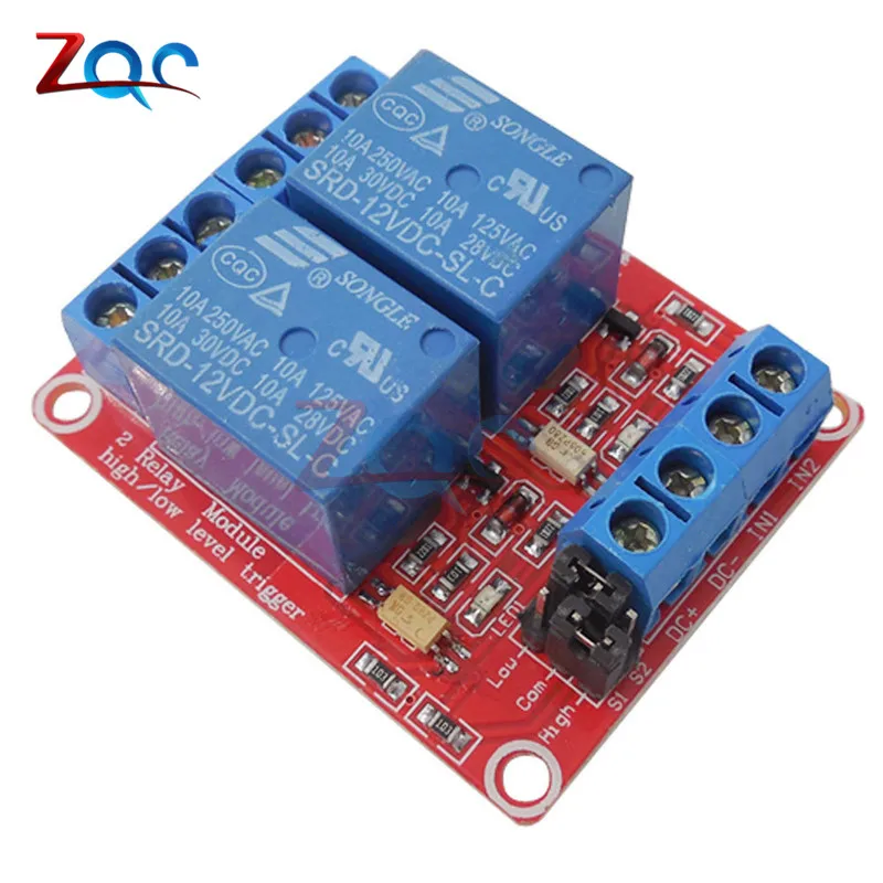 

Two 2 Channel 12V Relay Module Board Shield With Optocoupler Support High and Low Level Trigger Relay For Arduino