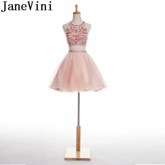 Best Offers JaneVini Two Pieces A Line Crystal Homecoming Dresses Formal Beaded Pearls Backless Tulle Bridesmaid Dresses Short Kurze Kleider Best Offers JaneVini Two Pieces A Line Crystal Homecoming Dresses Formal Beaded Pearls Backless Tulle Bridesmaid Dresses Short Kurze Kleider