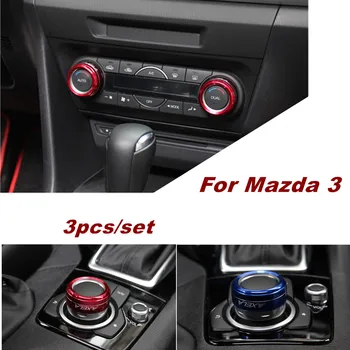 

3pcs/set Aluminum Alloy Metal Air Conditioning Knobs Cover Decaration For Mazda 3 Axela 2014 2015 2016 Accessories Car Styling