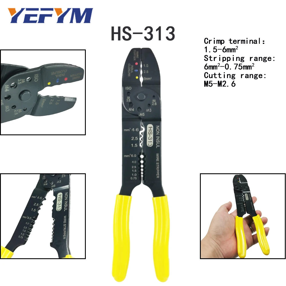 Многофункциональный инструмент обжимные плоскогубцы электрические клеммы комбинированные мульти инструменты для зачистки проводов резки 0,75 мм2-6мм2 - Цвет: HS-313