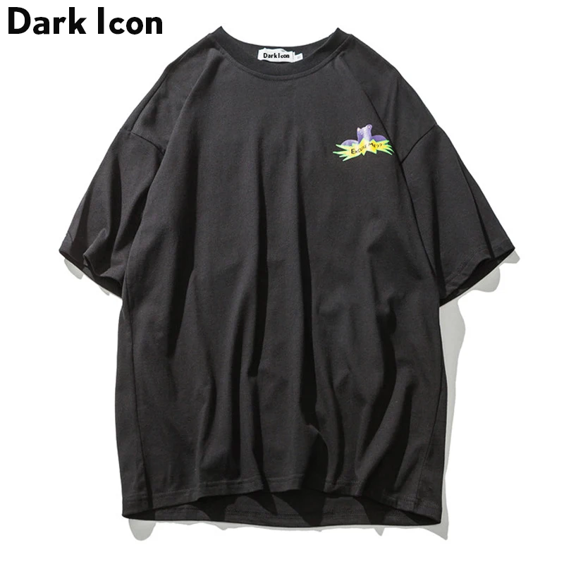 Beste Dark Icoon Gedrukt O hals Oversized Tee Shirts Mannen 2019 Zomer Streetwear Mannen T shirts Korte Mouwen T shirts Katoen Paars