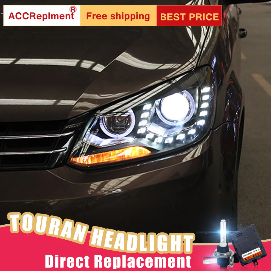 Светодиодный комплект фар для VW Touran 2011 2014 2 шт. фары автомобиля ангельские глазки