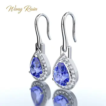 

Wong Rain 925 Sterling Silver Water Drop Sapphire Gemstone Birthstone Drop Dangle Hook Earrings White Gold Jewelry Wholesale