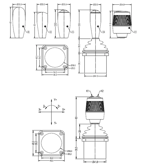 SJ600 3 оси с 2 кнопками HV3(1-2.5-4V) выход промышленный рычаг управления джойстик