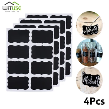 

32PCS Glass Jar Bottle Sticker Chalkboard Lables Home Kitchen Jars Sticker Blackboard Shape Tag Home DIY Stickers