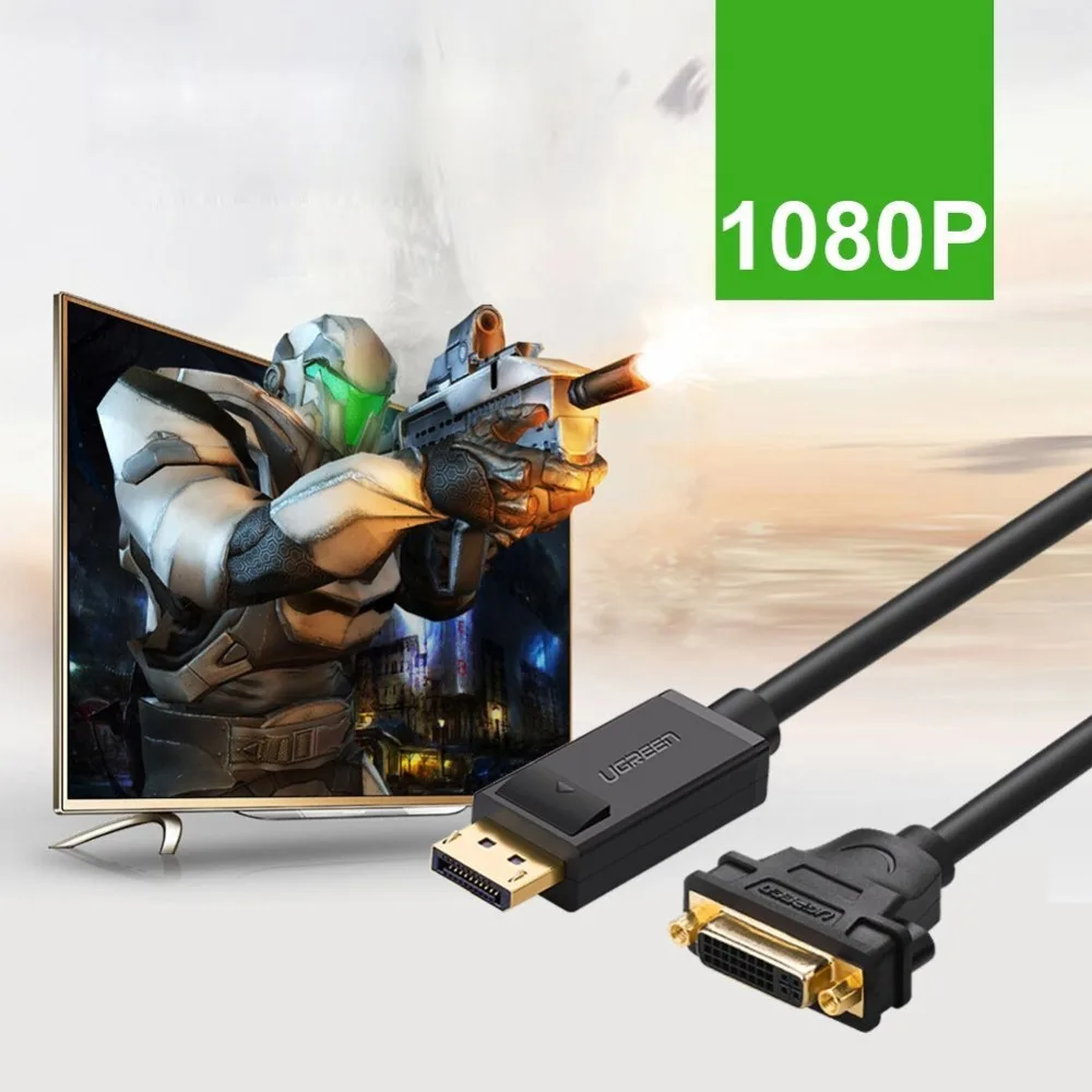 Ugreen Displayport DP гнездовой кабель DVI HD 1080P позолоченный с защелками для подключения