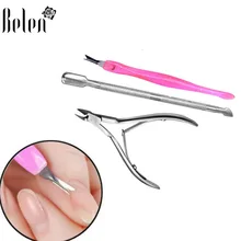 Belen 3 шт./компл. щипцы для кутикулы и ложки толкатель для удаления и резак триммер Набор Гель-лак для ногтей Маникюрный Инструмент