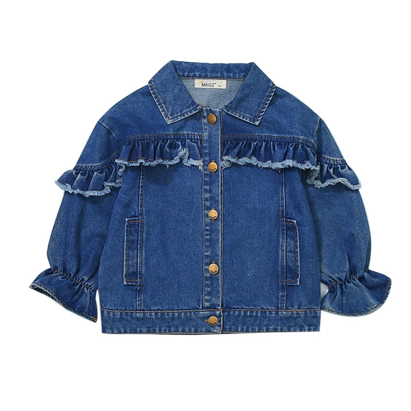 

2019 New Denim Jackets Baby Girls' Spring&Autumn Coats Pleated Design Cowboy Outerwear Stylish Windbreaker for Active Kids