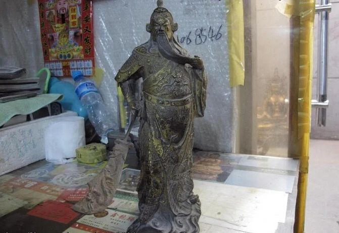 

Collectible bronze lion statue S0629 13 Chinese classical bronze copper gild Guangon Guan Gong warrior Buddha Statue (B0328)