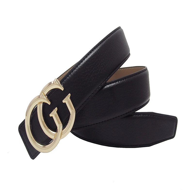 

Western Young lady buckle red black white strap smooth letter buckle belt fashion casual women leather belt