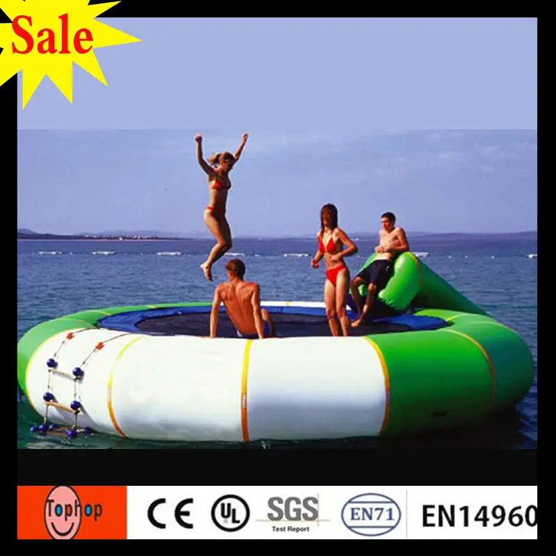 Большая скидка! Надувной водный батут зеленый белый диаметр 5 м 2017 по заводской