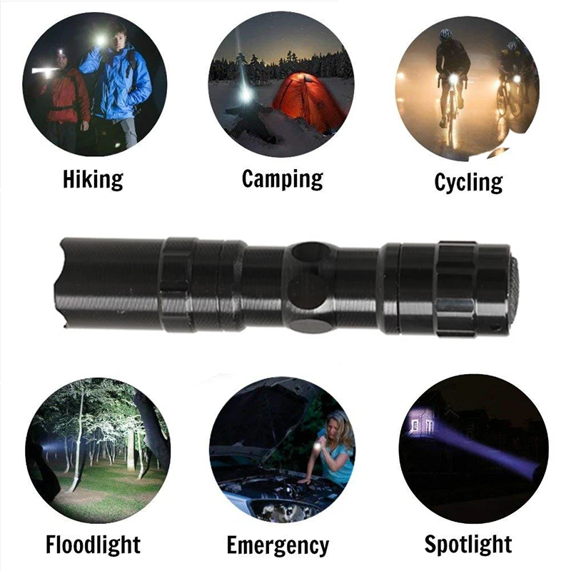 Koop 3 w Politie LED Zaklamp Licht Lamp Waterdicht Fakkel Elektrische Camping Torch Linterna Zaklamp Zaklamp met Clip Voor Fiets