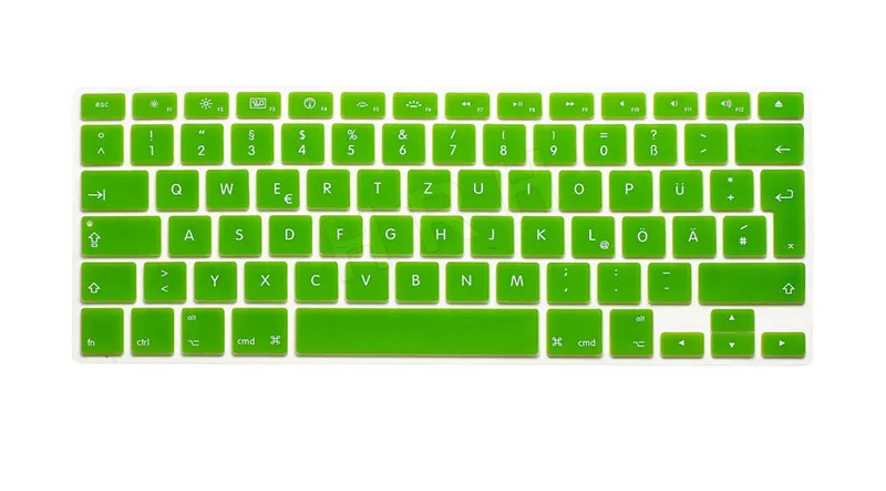 HRH водонепроницаемый немецкий язык ЕС/Великобритания Силиконовый чехол для клавиатуры защита кожи для Macbook Air Pro retina 13 15 17 - Цвет: Green