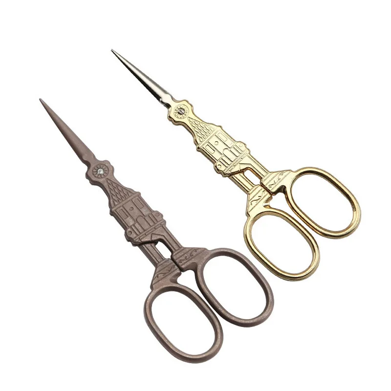 

14CM Vintage Antique Gold Zakka Cross Stitch Steel Craft Sewing Scissors Handicraft DIY Retro Home Tool Crane Tailor Scissor E