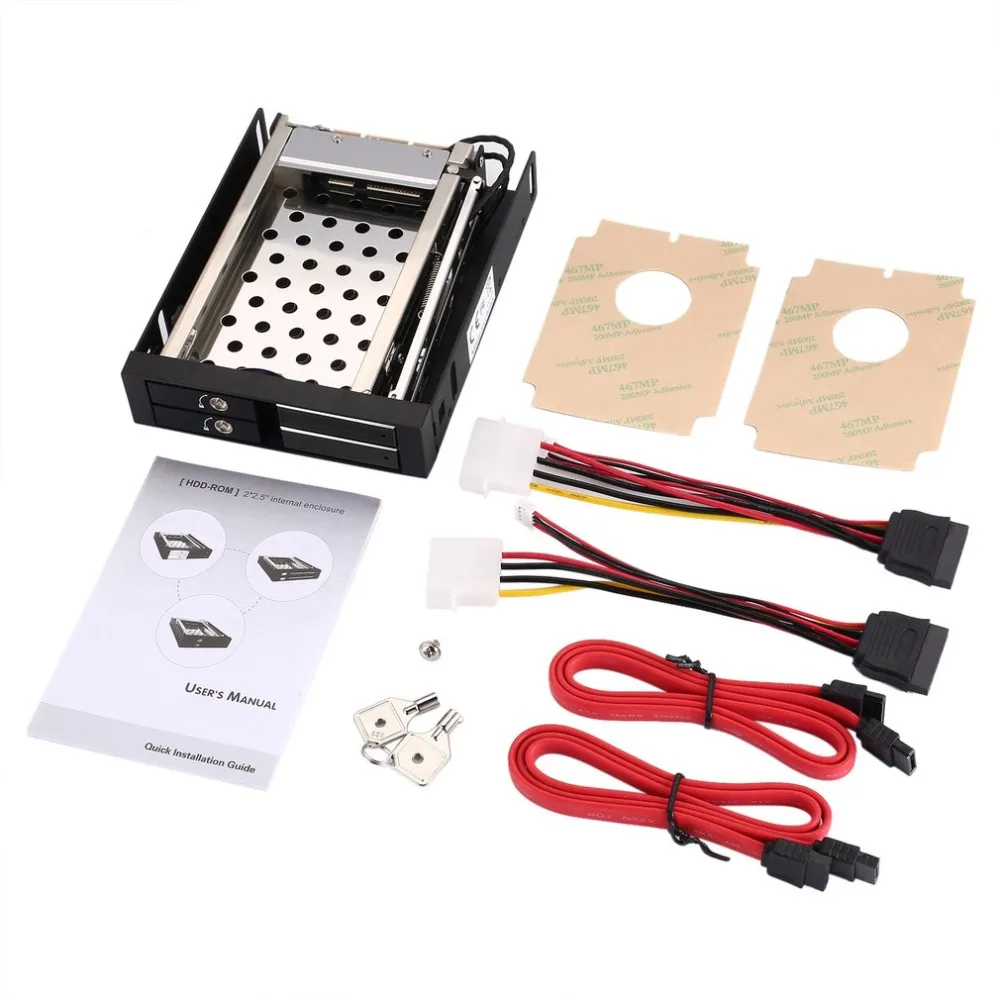 

2 * 2.5inch Aluminum Casing Dual Bay Caddy Tray Hot Swap 2.5 Sata Hdd / Ssd Indicator Led Internal Hdd Mobile Racks