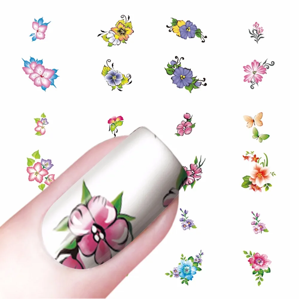 

YZWLE 1 Sheet Optional Nail Art Water Decals Transfer Sticker Charming Fantastic Flower Pattern Nails Decor Tools