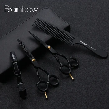 

Brainbow 5.5' Professional Black Japan Hair Scissors Cutting Thinning Hairdressing Barber Scissors Salon Haircut Styling Tools