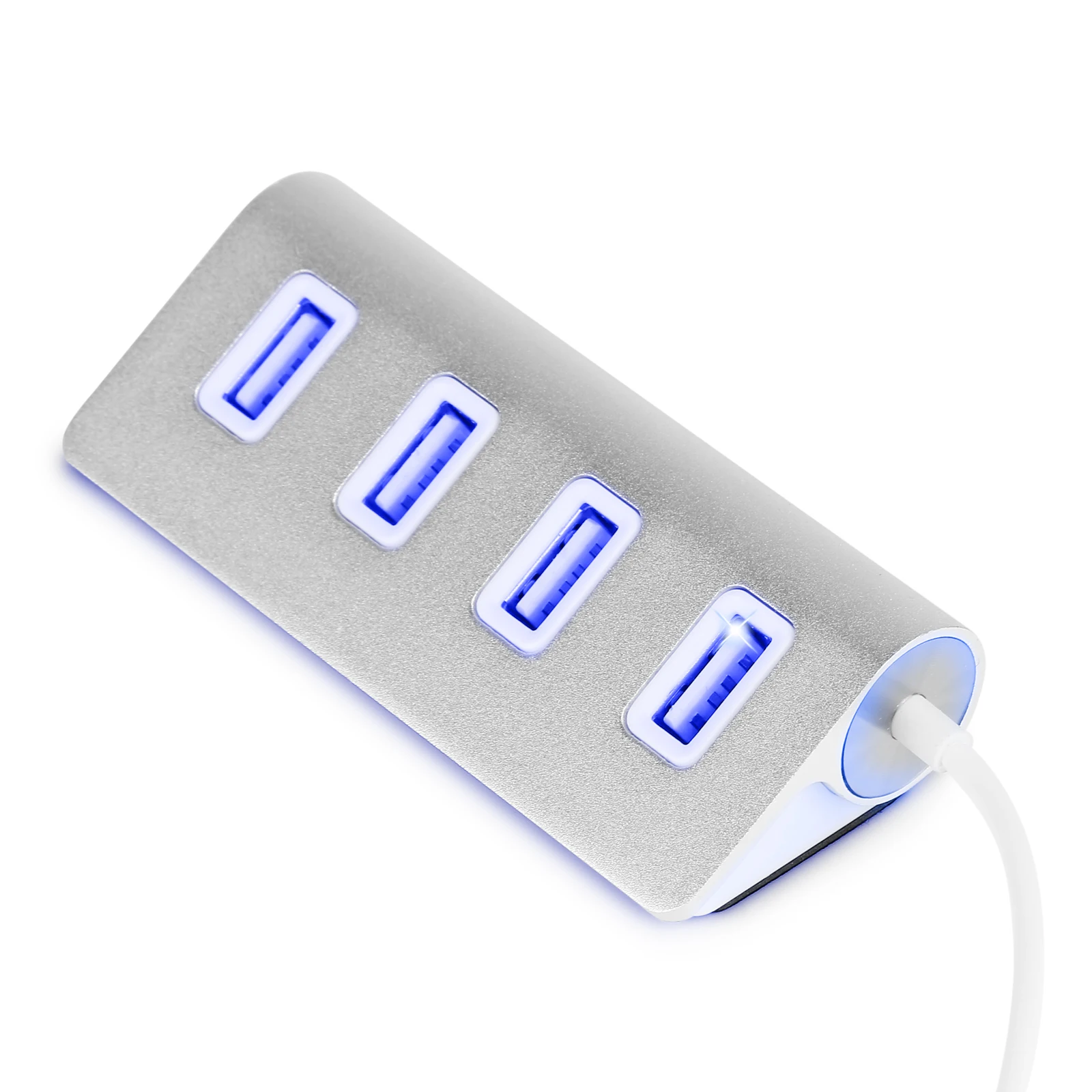 

Powstro High Quality Portable Aluminum 4 USB 2.0 Port Splitter Adapter Hub with Indicate Light for Macbook PC Laptop