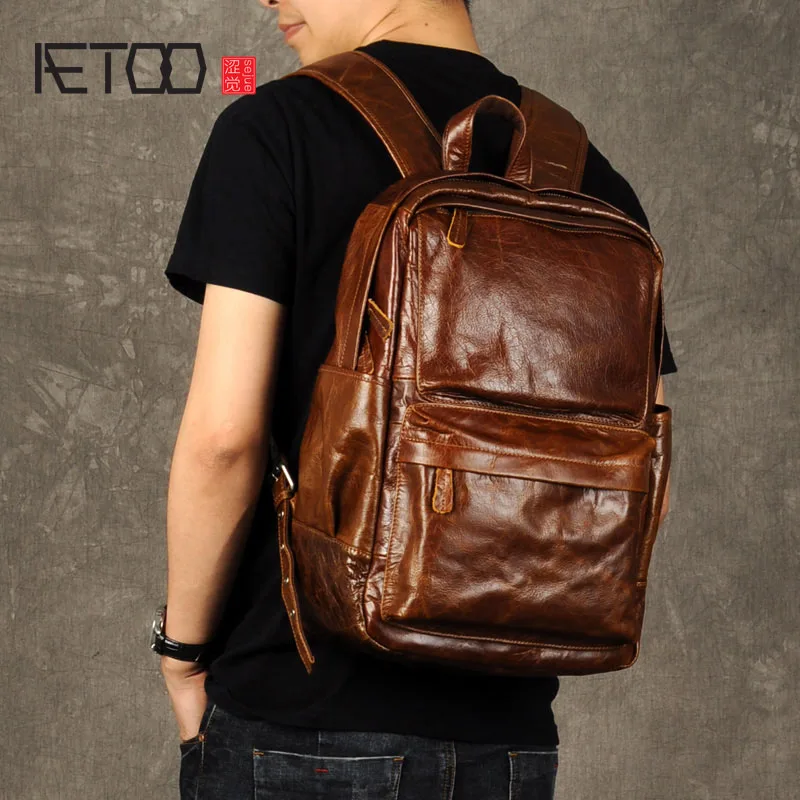 Computer Retro Rucksack Aus Schicht 1 Von Trend Baotou Ölwachs Leder Freizeit Aetoo Ledertasche Männlichen 1qzzd