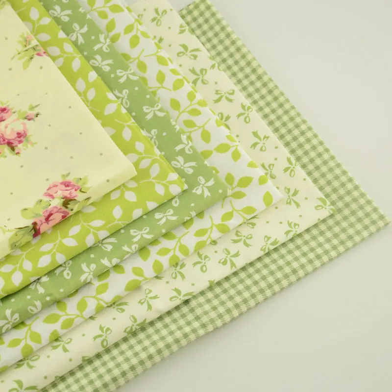 

Booksew 6 Pieces Different Designs White and Green Color Printed Cotton Fabric Cloth Telas craft Tissues Scrapbooking 40cmx50cm