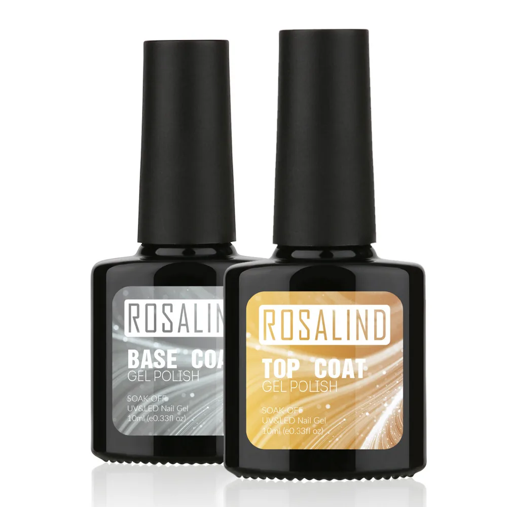 Rosalind 10ML Top Coat Base Coat Gel Nail Polish Black Bottle Gel Nail Art UV LED Soak-Off multi-use Top Base TSLM2