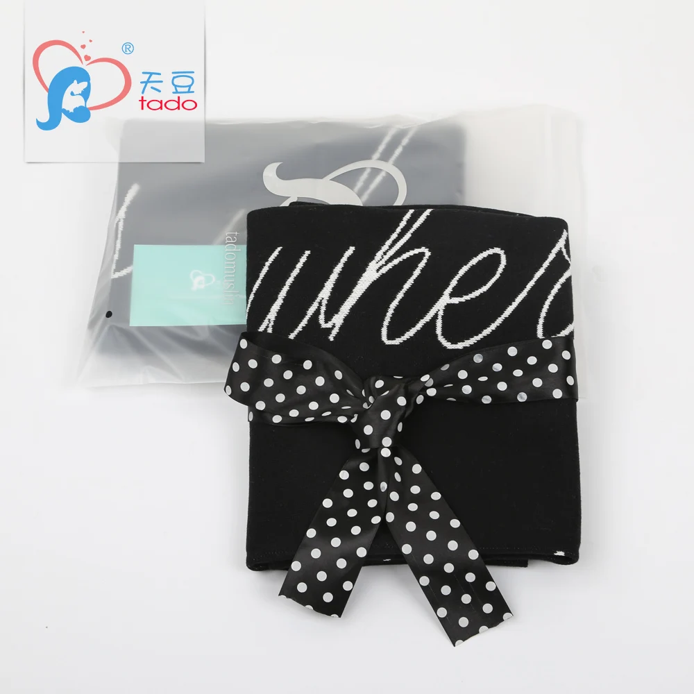 Baby Blankets Knitted Newborn Super Soft 100 Cotton Black Baby Blanket