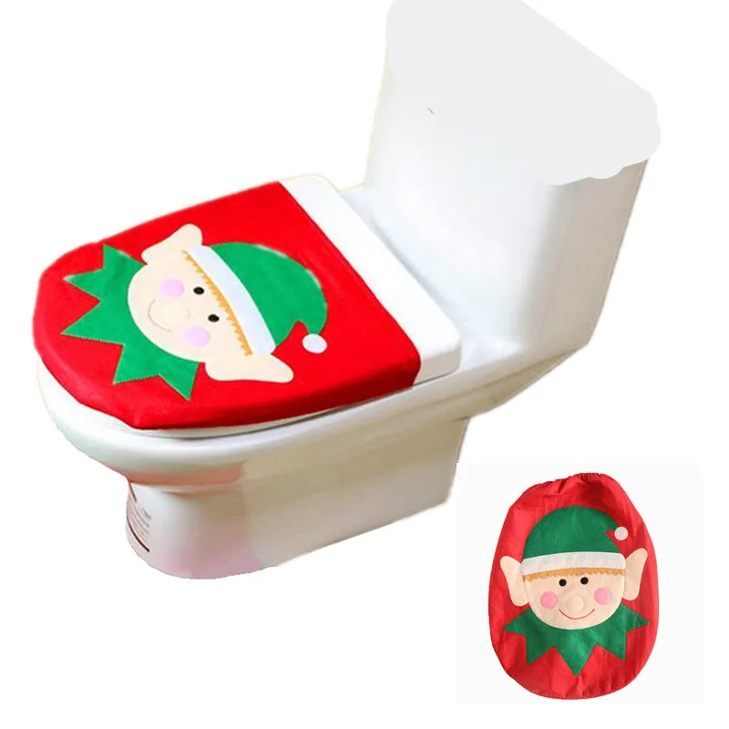 2 style Xmas Christmas Cartoon Santa Claus Toilet lid Cover Decorations for home Bathroom Christmas Decoration 40% off