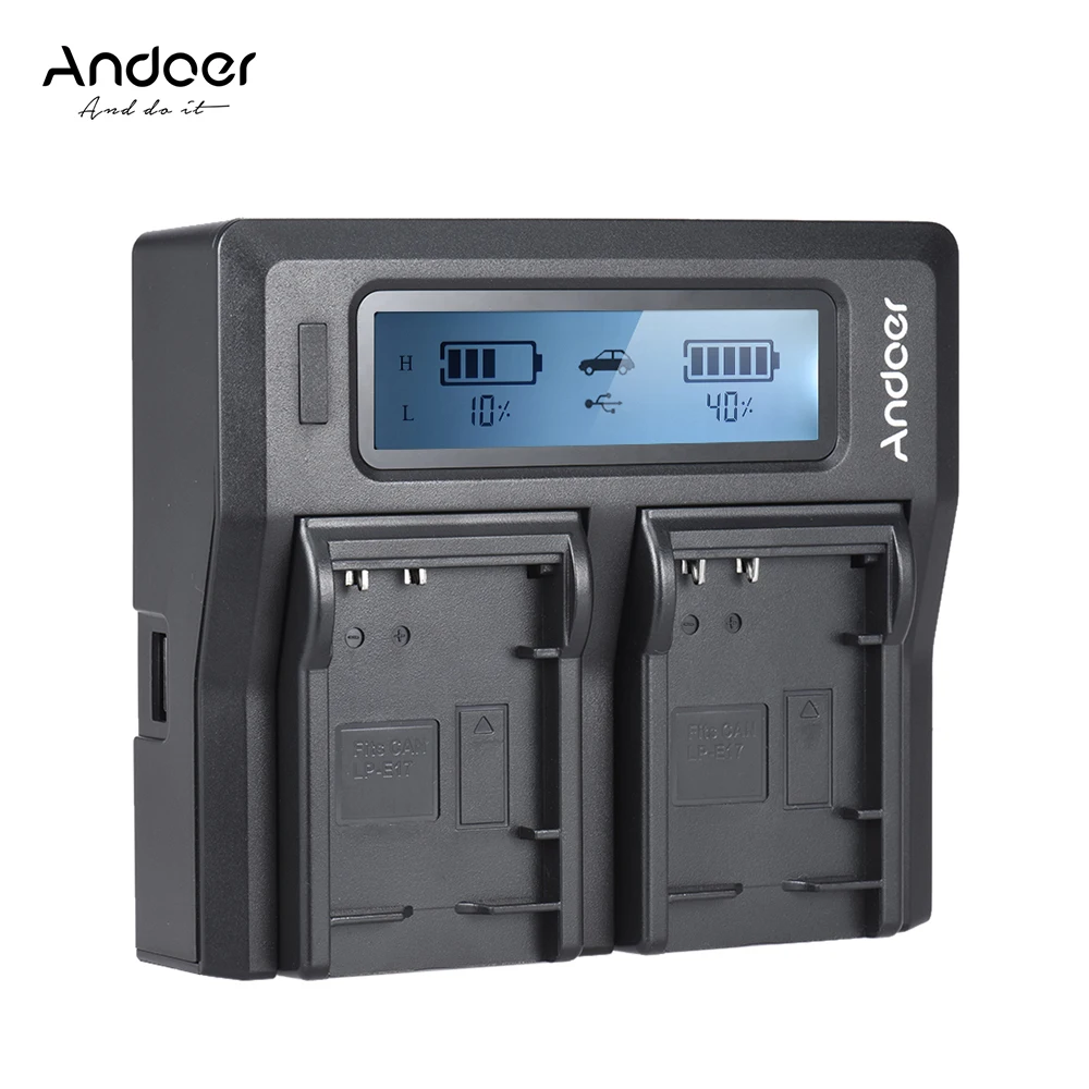 

Andoer LP-E17 Dual Channel Digital Camera Battery Charger w/ LCD Display for Canon 750D 760D Rebel T6i T6s EOS M3/M5/M6/800D/77D