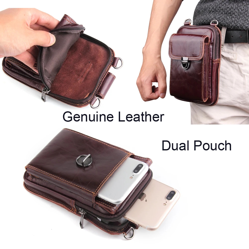 Genuine Leather Pouch Shoulder Belt Mobile Phone Case Bags For Huawei ...