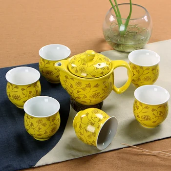 

Double cup tea set suit wedding festive tea gift red glaze porcelain gift box LM5201136py