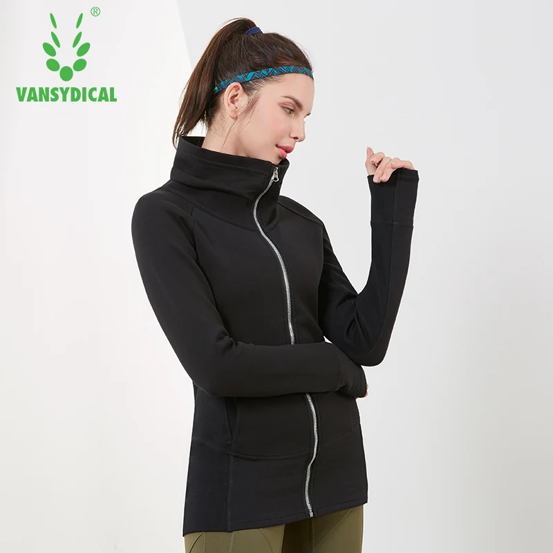 Vansydical зимняя спортивная куртка для бега женская теплая ветрозащитная одежда с