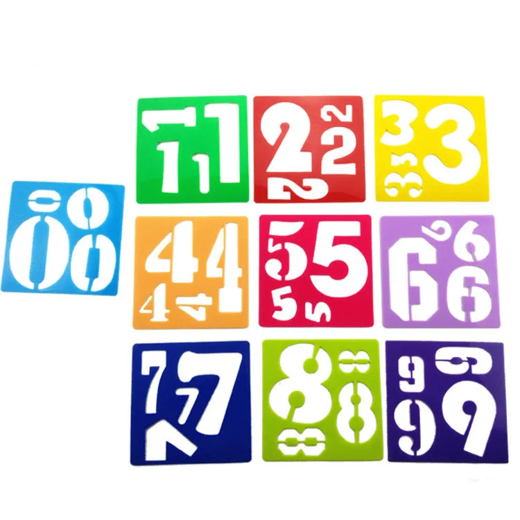 digital number drawing templates 10Designs\/set Stencils for painting Kids Plastic boards Baby 