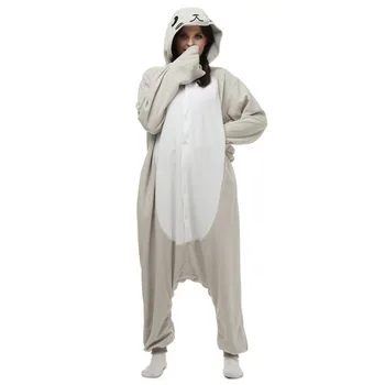 

Polar Fleece Unisex Adult Cartoon Cosplay Seal Jumpsuit Sleepwear Pajamas Sleepwear Sea Lion