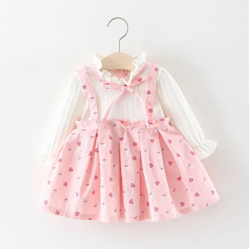 

PrincessDress Baby Kid Girl Dress Newborn Infant Baby Girl Clothes Print Fashion Fake Two-piece Spring Dresses New