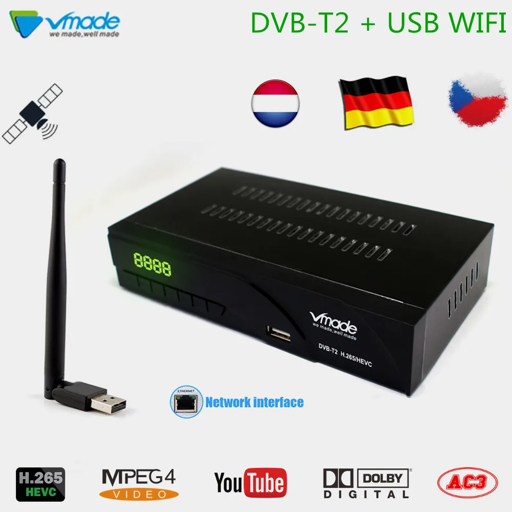 

Vmade DVB-T2/T H.265/HEVC HD 1080P Digital Terrestrial TV Receiver Support RJ45 Network Dolby AC3 + WIFI Stardard Set-Top Box