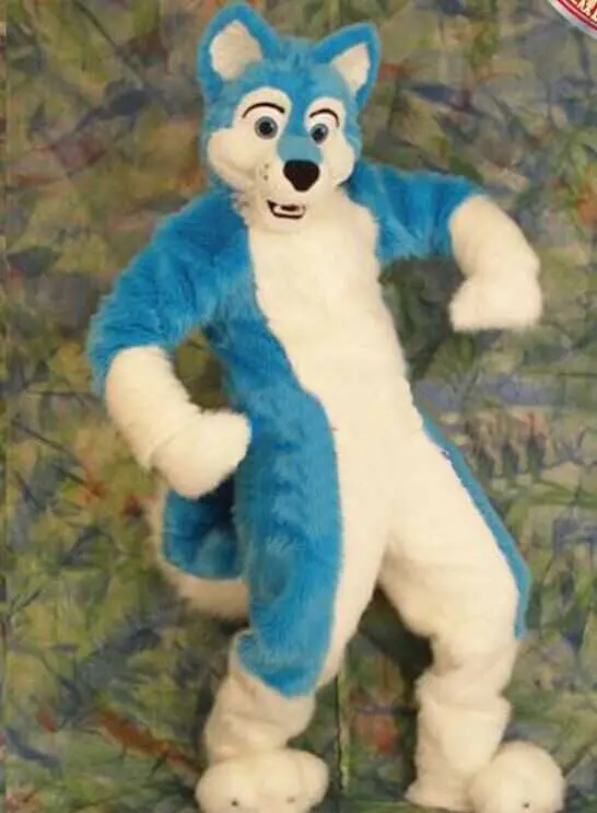 

Blue fox Long hair mascot costume for adults christmas Halloween Outfit Fancy Dress Suit Free Shipping TURE PHOTO