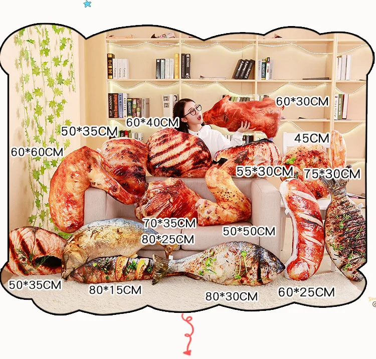 Подушка курица крыла ноги Креветки Рыба стейк хот-дог плюшевые игрушки еда реальная жизнь стиль мягкие игрушки