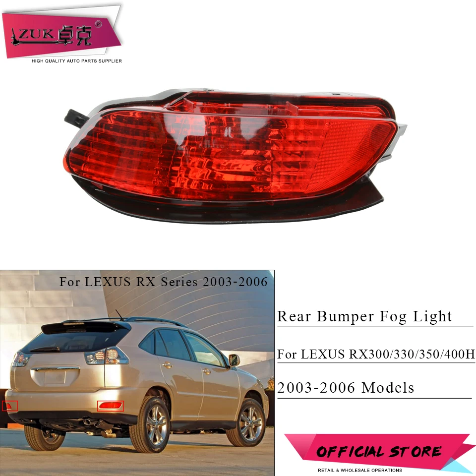 

ZUK Rear Bumper Reflector Fog Light For LEXUS RX300 RX330 RX350 RX400H 2003 2004 2005 2006 HARRIER HV 81920-48030 81910-48030
