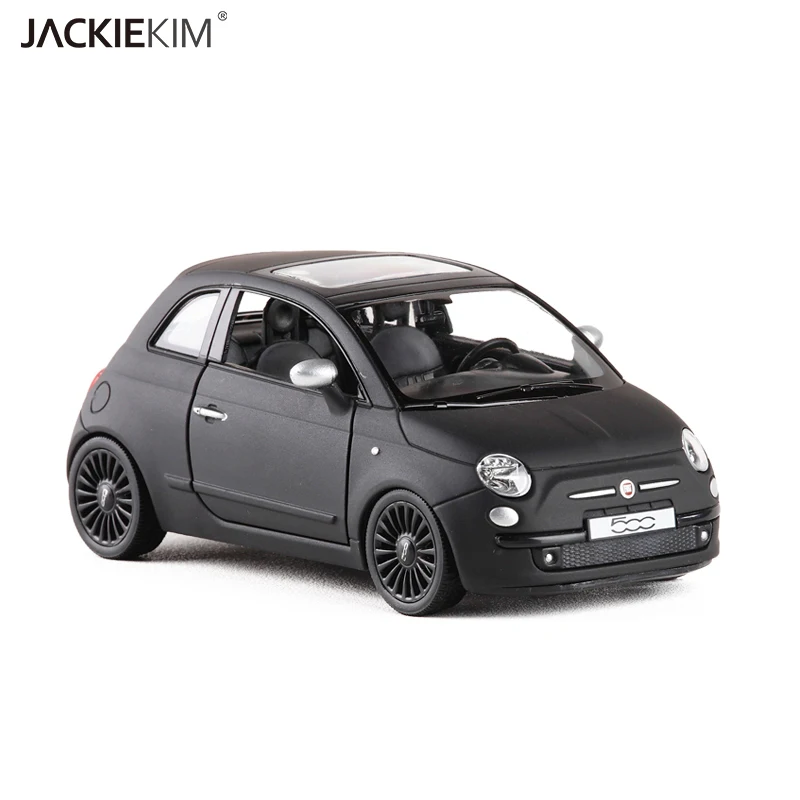 1/36 Scale Italy FIAT 500 Diecast Metal Matte Black With Pull Back Car Model Toy For Gift Kids Gifts Collection