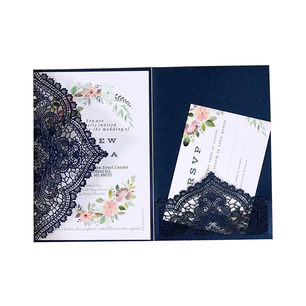  10pcs/lot Hollow Laser Cut Wedding Invitations Elegant Engagement Wedding Invitation Card Envelope  - 33051704548