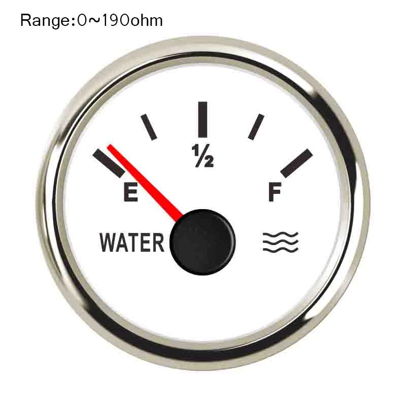 52 мм Автомобильный лодочный измеритель уровня воды 0~ 190 Ом/240~ 33 Ом индикатор с подсветкой 12 В/24 В измеритель уровня жидкости воды - Цвет: White Silver 190ohm