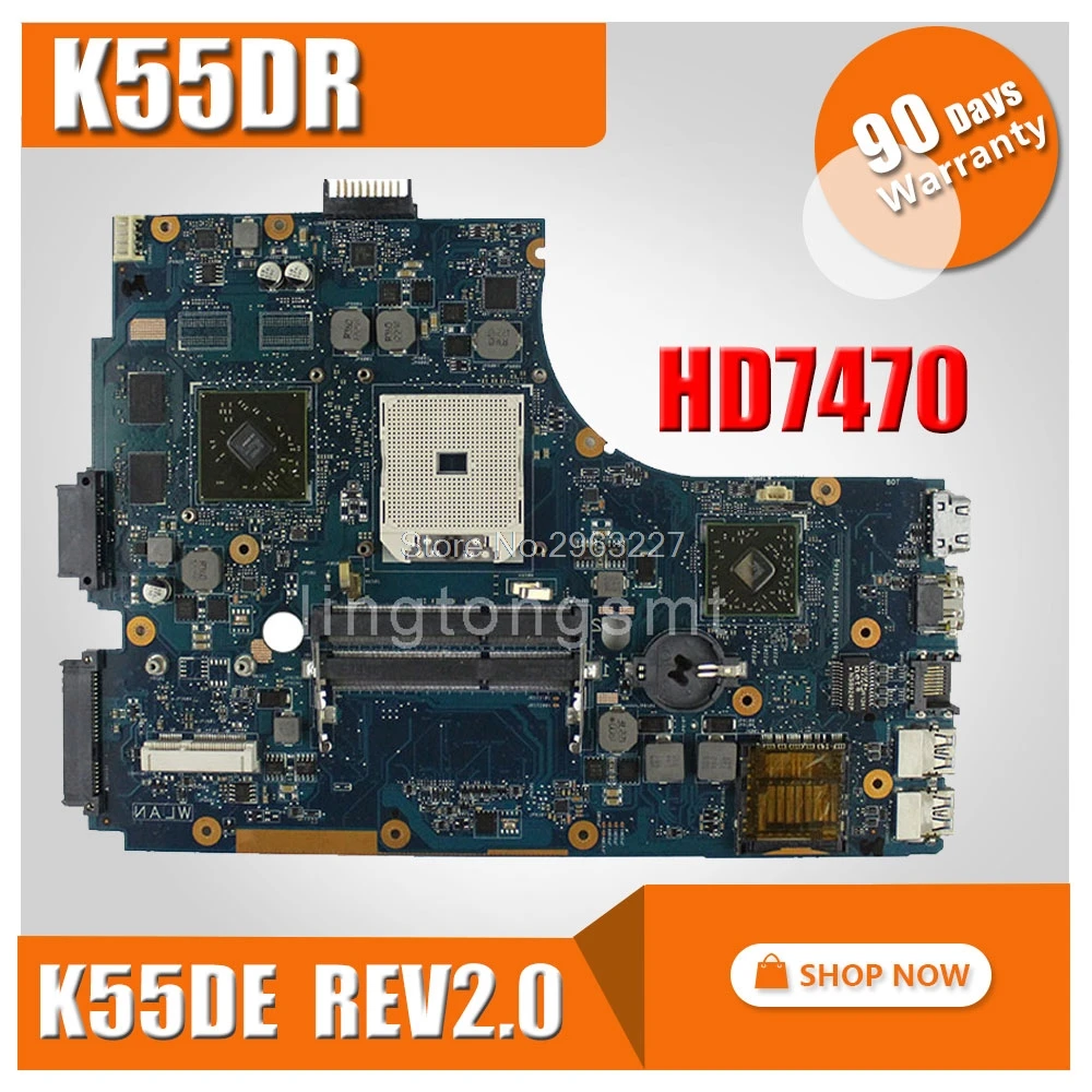 Goedkoop K55DR Moederbord Rev 2.0 Hd 7470M 1 Gb A80M Voor Asus A55DR K55DR K55D Laptop Moederbord K55DR Moederbord K55DR moederbord