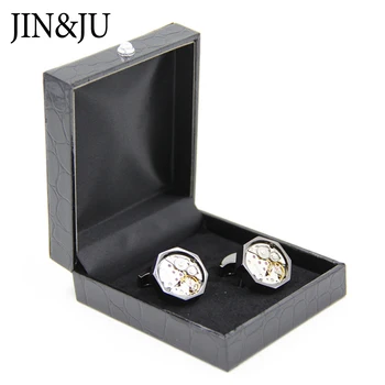 

JIN&JU Black Cufflinks Box 10PC/lot High Quality Imitation alligator skin Cuff Box Jewelry Carrying Case(excluding cuffli