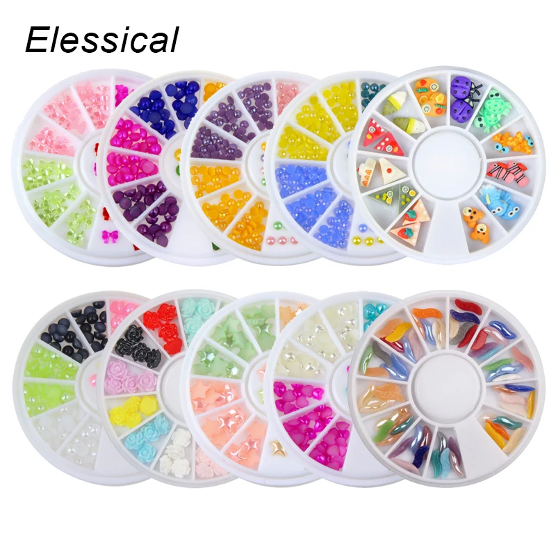 DIY Nail Art Wheel Tips Pearl Glitter Rhinestone 3D Decoration Colorful Resin Flower Diamond Drill | Красота и здоровье